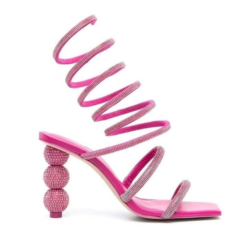Cult Gaia Lislie spiral-design 102mm sandals pink size 7. Brand new in box.